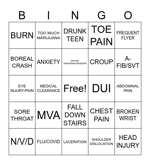 NEW YEARS EVE BINGO Card