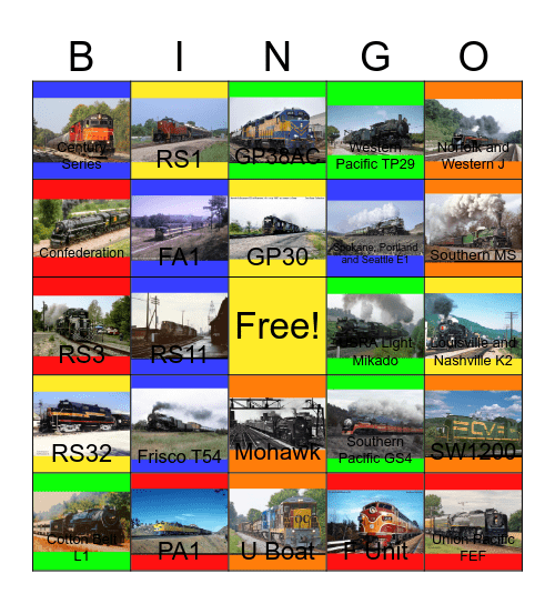 North American Railroads that I would like to design boxcars after John would say "Wave Bye Bye to Hot Wheels:Crash for Life" one day Bingo Card