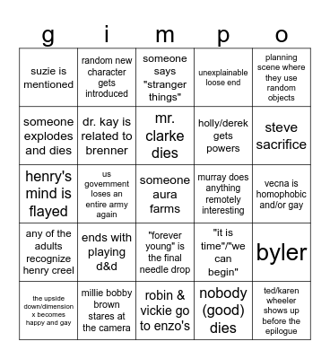 glimpo Bingo Card