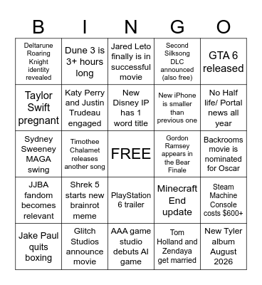 2026 BINGO Card