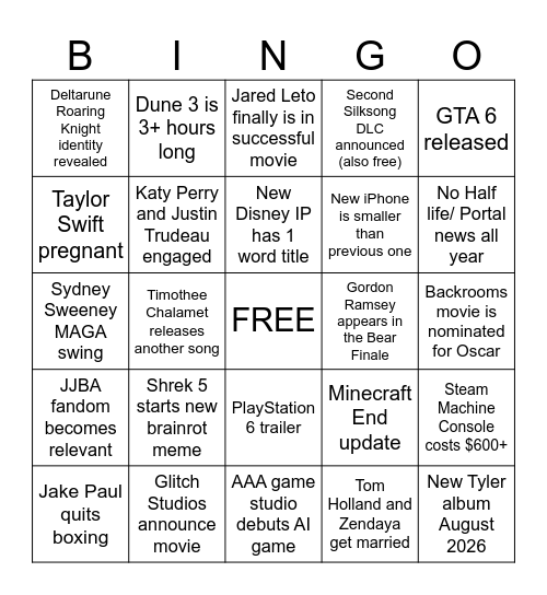 2026 BINGO Card