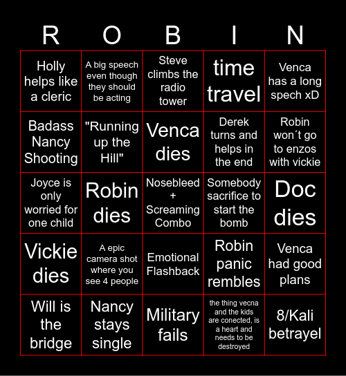 Stranger Things S5 Vol 3 Bingo Card