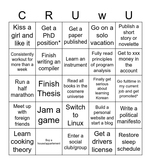 2026 Bingo Card