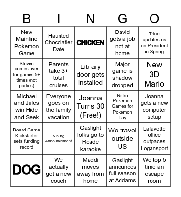 Michael's 2026 Bingo Card