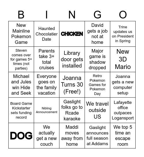 Michael's 2026 Bingo Card