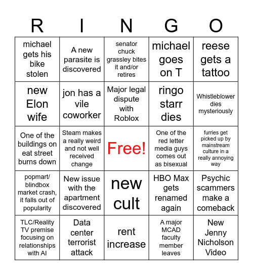 2026 Bingo Card