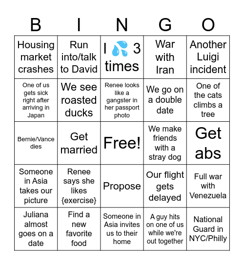 Kate's 2026 Bingo Card Bingo Card