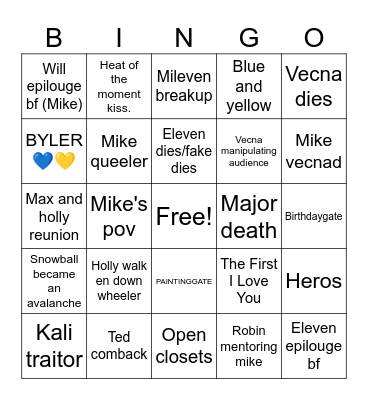 Stranger things s5 vol3 Bingo Card