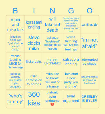 byler Bingo Card