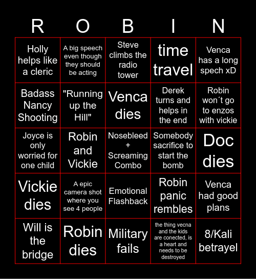 Stranger Things S5 Vol 3 Bingo Card