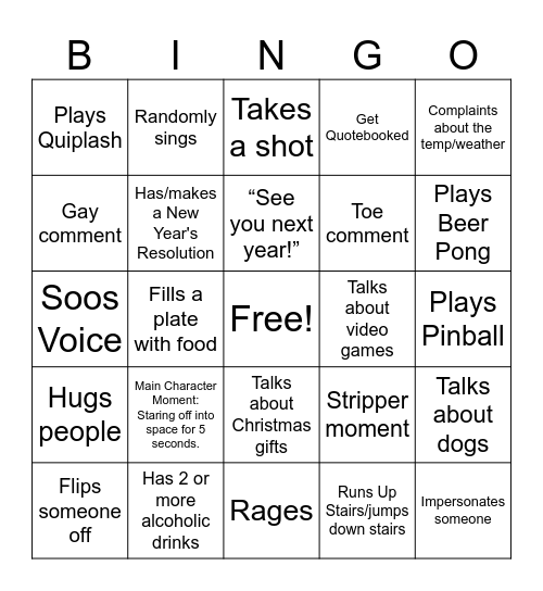 Gage Bingo Card