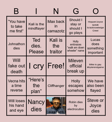 Stranger Things Finale Bingo Card