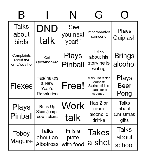 Aidan Bingo Card