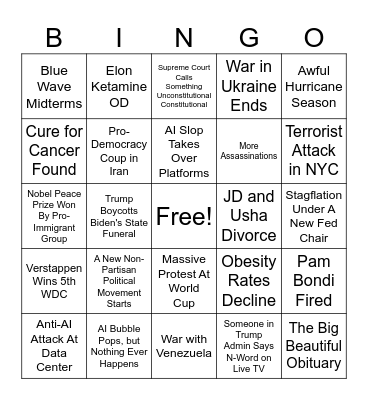 2026 Prediction Bingo Card