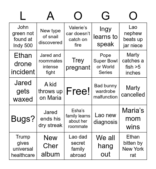 Laogo 2026 Bingo Card