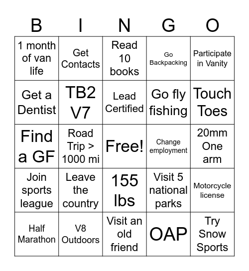 2026 Bingo Card