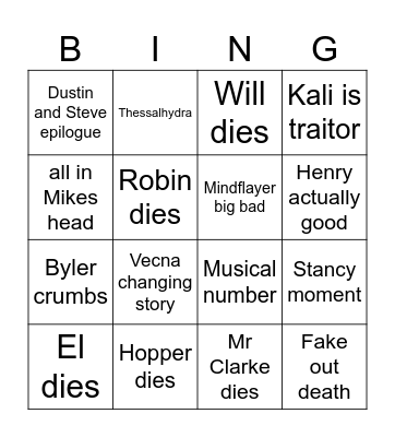 Str Bingo Card