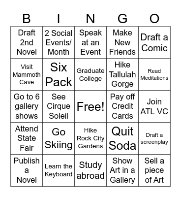 2026 New Years Bingo Card