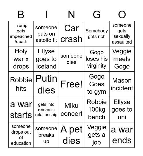 2026 bingo Card