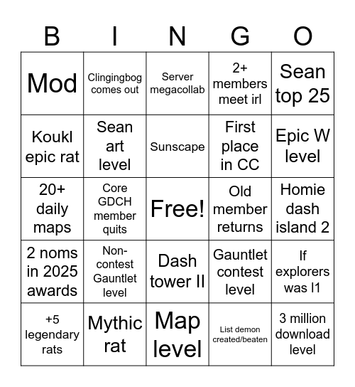 GDCH 2026 Bingo Card