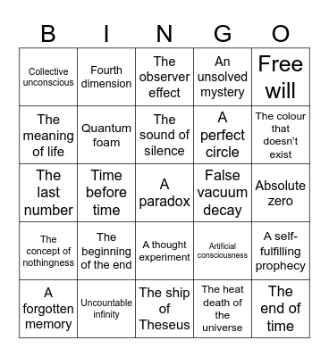 Infinite craft  words Bingo Card