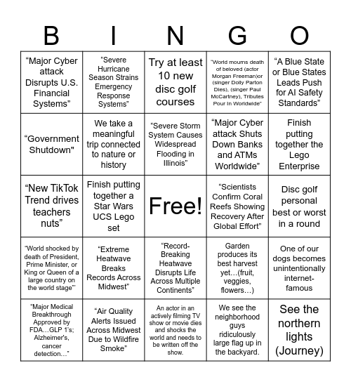 2026 bingo card Bingo Card
