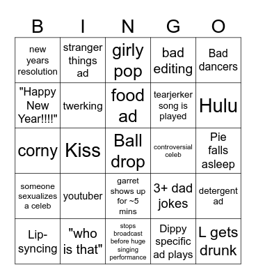 New years rockin' eve BINGO Card