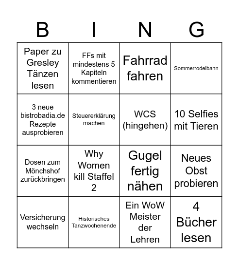 Vorsätze 20264 Bingo Card