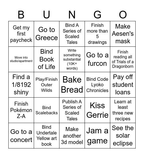 Brams 2026 Bungo Bingo Card