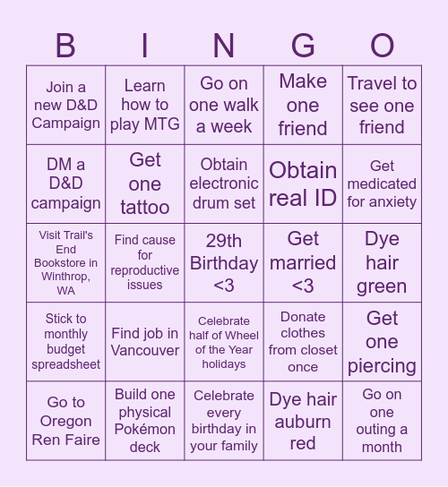 MEG'S 2026 GOALS Bingo Card