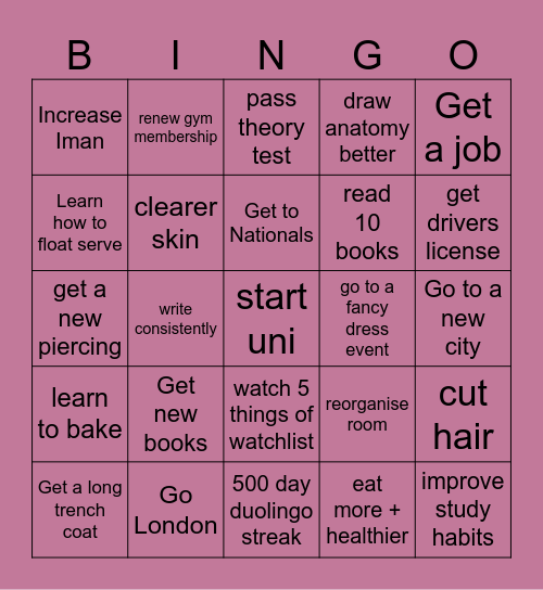 2025 Bingo Card