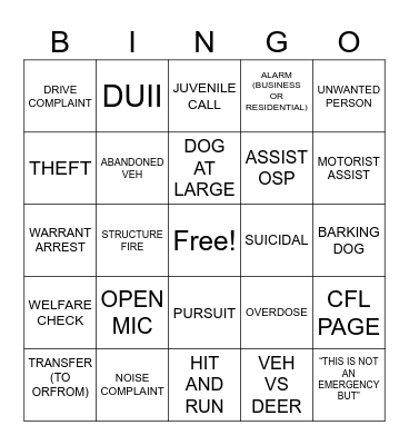 New Years Eve Bingo Card