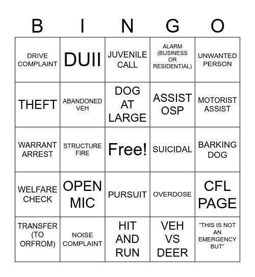 New Years Eve Bingo Card