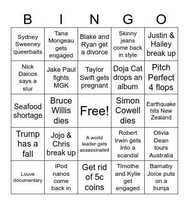 2026 Bingo Card