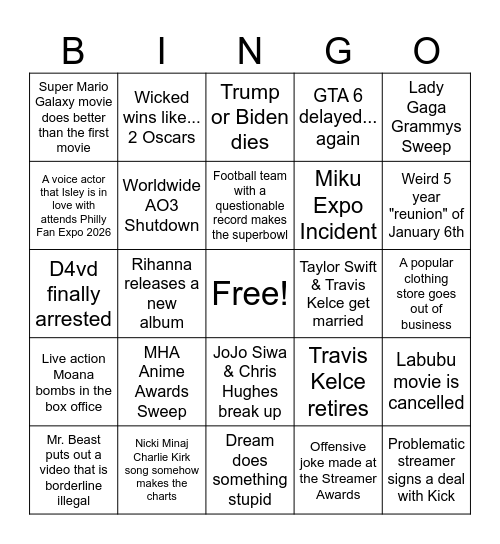 2026 Bingo Card