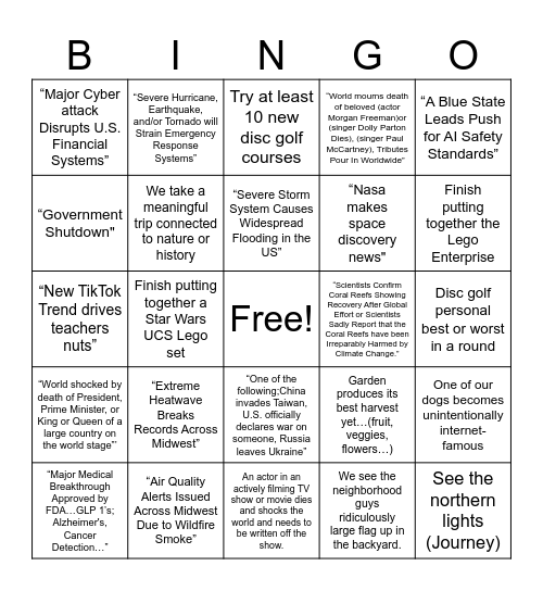 2026 bingo card Bingo Card