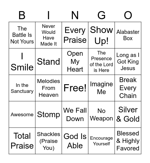 90s & 2000s Gospel Music Bingo Card