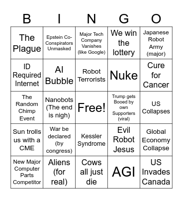Terran's 2026 Bingo Card Bingo Card