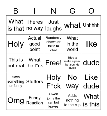 Red Shell Phrases Bingo Card
