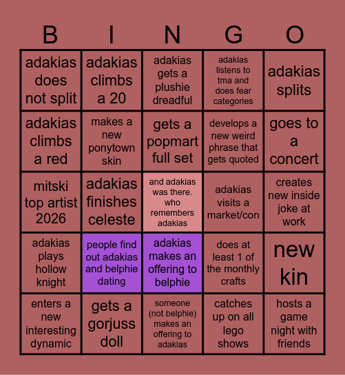 ADAKIAS 2026 BINGO Card