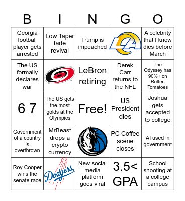2026 Bingo Card