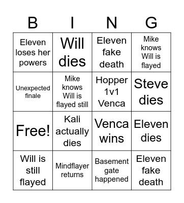 ST Finale Bingo Card