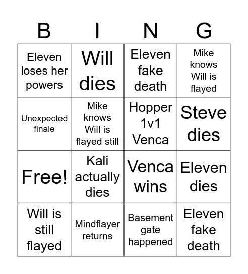 ST Finale Bingo Card