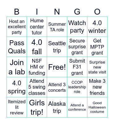 Lilli’s Goals for 2026 Bingo Card