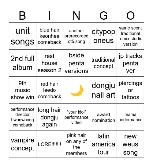 2026  oneus  bingo Card