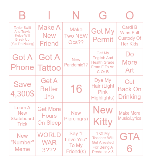 2026 Bingo Card