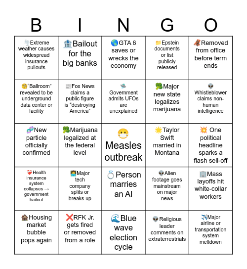 🔮 2026 Bingo Card