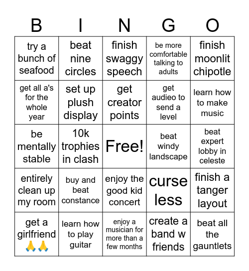 2026 NY Resolutions Bingo Card