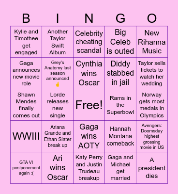 2026 Bingo Card