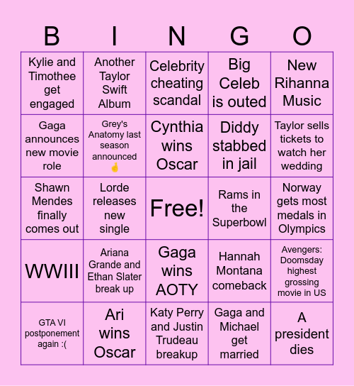 2026 Bingo Card